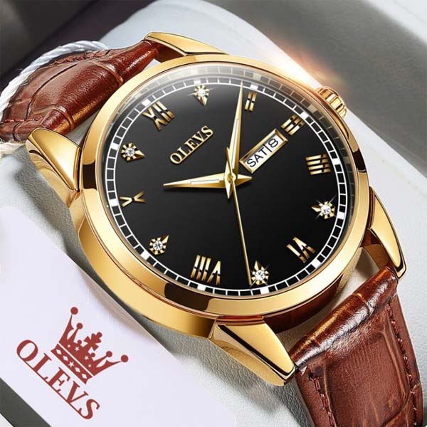 Olevs 6896 Leather Watch for Men